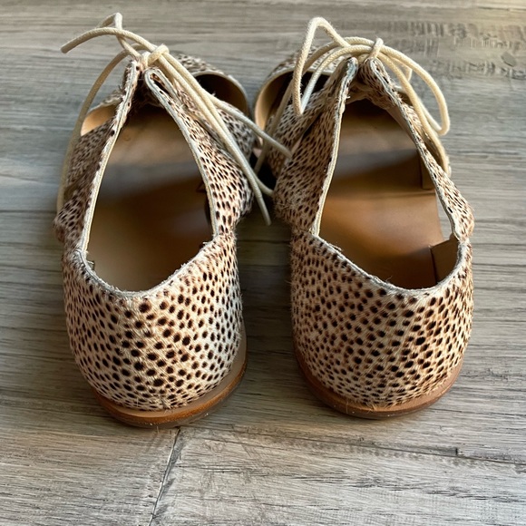 Loeffler Randall Willa Pony Hair Lace Up Oxford Flat Cut Out Brown/Cream SZ 7 - Picture 5 of 14